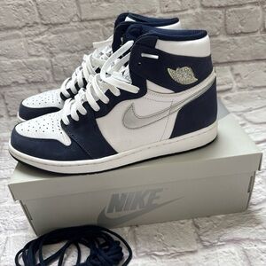 Nike Air Jordan 1 High Midnight Navy blue metallic silver Sneakers